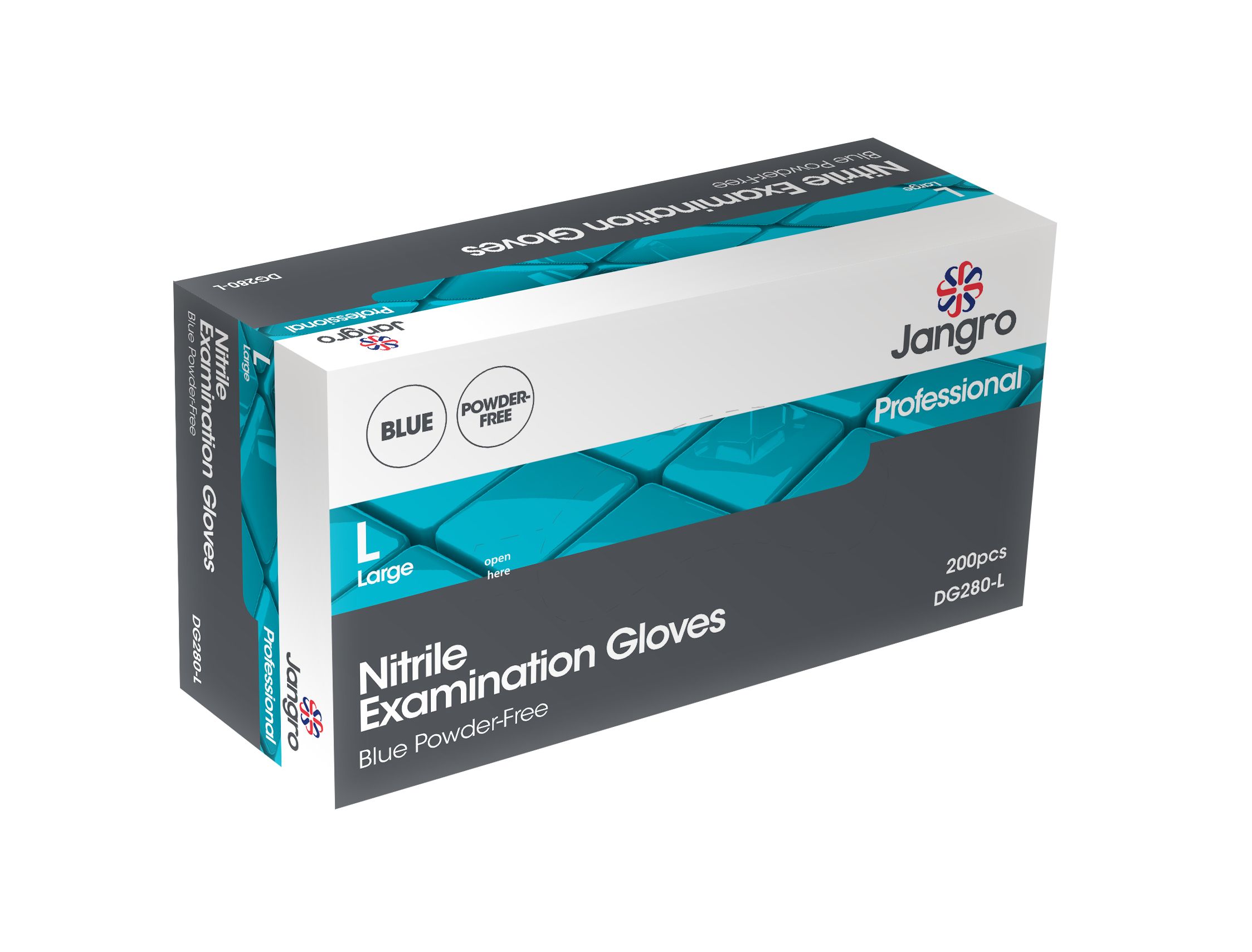 Blue Professional Nitrile Powder-Free Gloves - Large, Box of 200