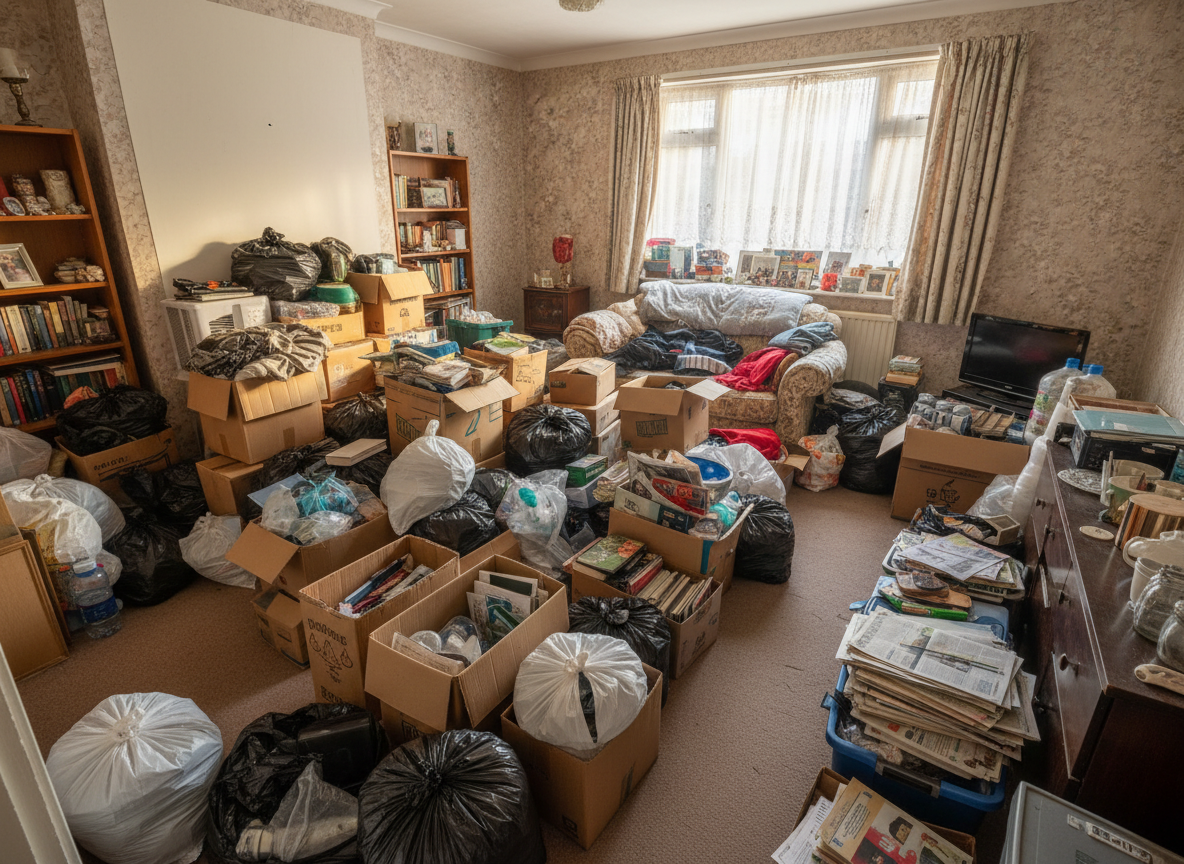Professional hoarding cleaning team preparing a property in Sussex